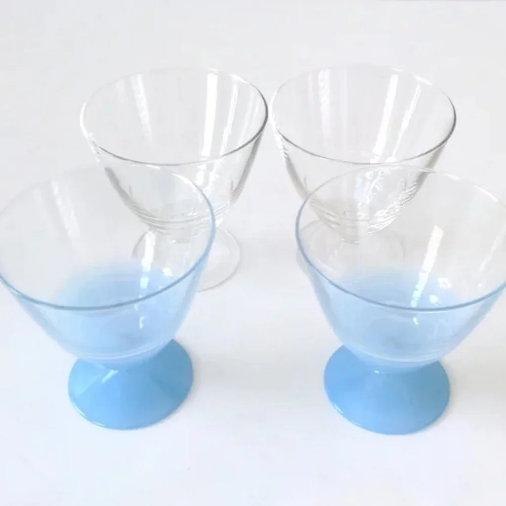Vintage Luminarc France Pastel Sundae Sherbet Pedestal Bowls Mid Century Set 8